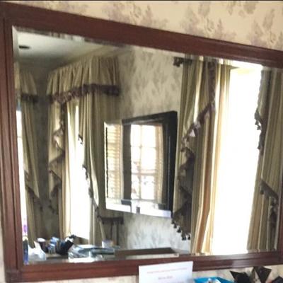 Large Mahogany Wall Mirror 56â€ x 39â€