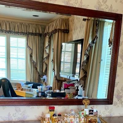 Large Mahogany Wall Mirror 56â€ x 39â€