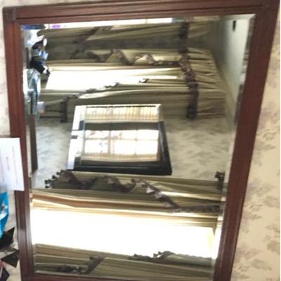 Large Mahogany Wall Mirror 56â€ x 39â€