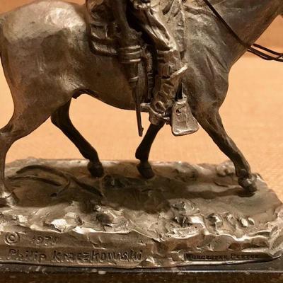 Sergeant 7th Cavalry Worcester Pewter Sculpture by Philip Kraczkoivski