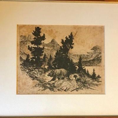 R.H. Palenske Big Game Country Signed Etching