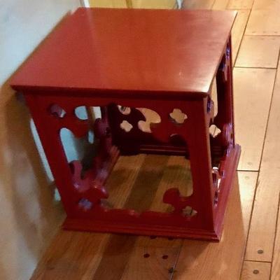 Red Asian Style End Table