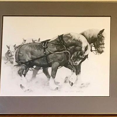 Toni Thompson Signed Lithograph "Max" Belgian Draft Horse