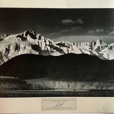 Ansel Adams Initialed Photo Winter Sunrise 1944 Reproduction
