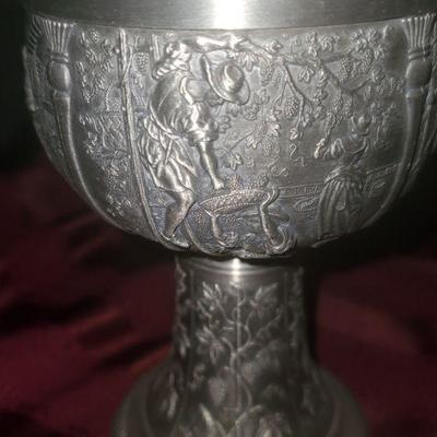 Vintage SKS 95% Zinn Pewter Chalice Wine Goblet