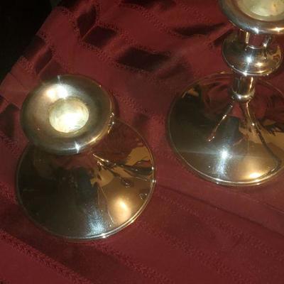 3 Silver tone candle sticks