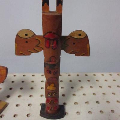 Lot 4  - Native American Wooden Totem Poles 