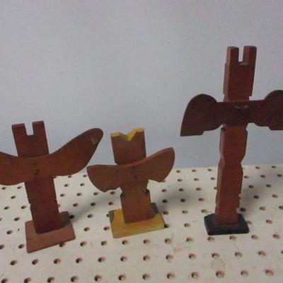 Lot 4  - Native American Wooden Totem Poles 