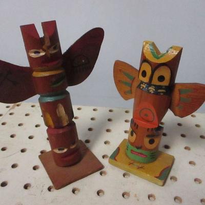 Lot 4  - Native American Wooden Totem Poles 