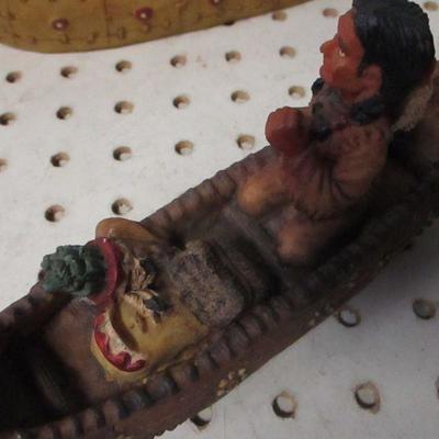 Lot 6 - Native Americans Canoeing With Dog & Eagle
