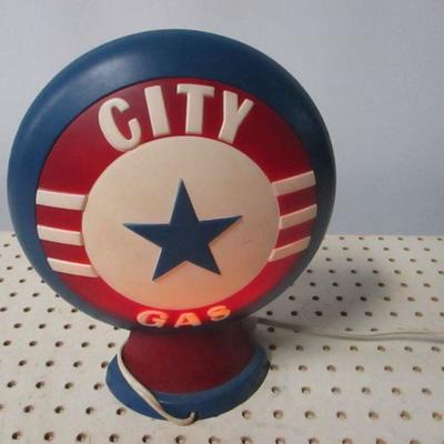 Lot 13 - "City Gas" Retro Glass Gas Pump Lighted Sign