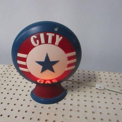 Lot 13 - "City Gas" Retro Glass Gas Pump Lighted Sign