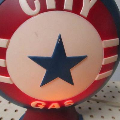 Lot 13 - "City Gas" Retro Glass Gas Pump Lighted Sign