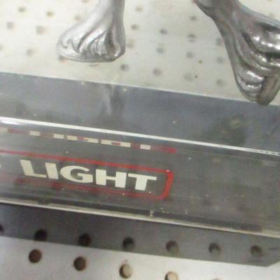 Lot 14 - Bud Light Beer Clydesdale Horse Light Bar Sign Budweiser Silver