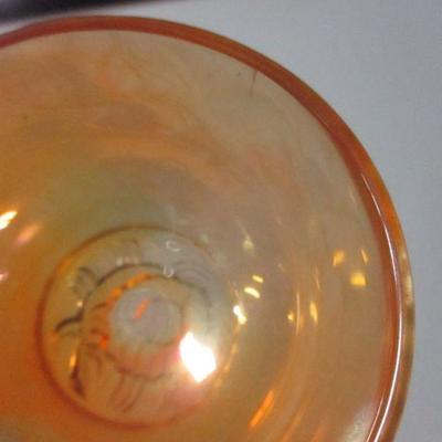 Lot 16 - Carnival Glass Egg Nog Set With 6 Cups/Mugs