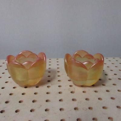 Lot 17 - Carnival Glass Candle Holders