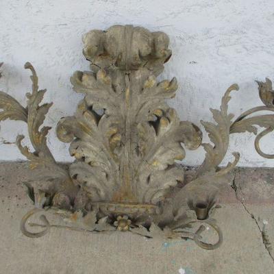 Lot 29 - Set of Large Metal Rococo Vintage Wall Candle Holders 29 1/2" x 19"