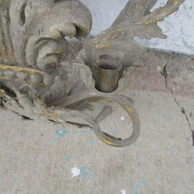 Lot 29 - Set of Large Metal Rococo Vintage Wall Candle Holders 29 1/2" x 19"
