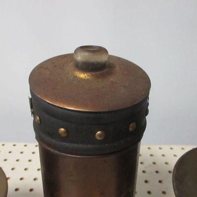 Lot 52 - Copper Spittoons & Liquor Decanter Brass Glass Bar Music Box Golf Bag