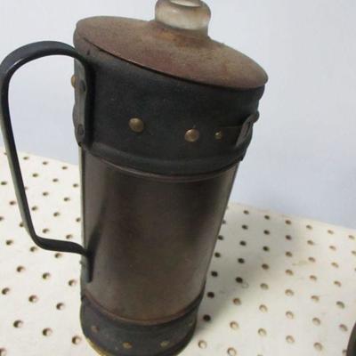 Lot 52 - Copper Spittoons & Liquor Decanter Brass Glass Bar Music Box Golf Bag