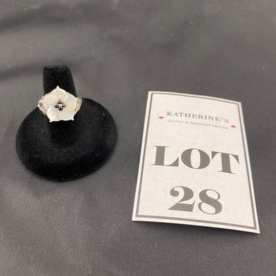 .28. Sterling Carved Mother-of-Pearl Ring