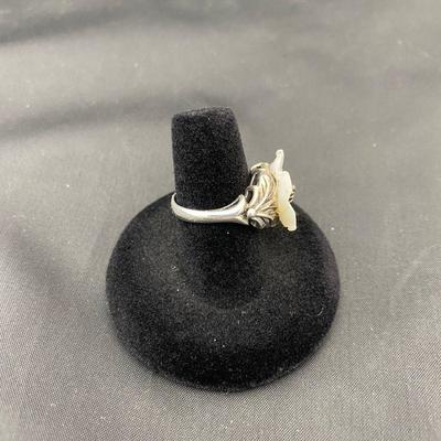 .28. Sterling Carved Mother-of-Pearl Ring