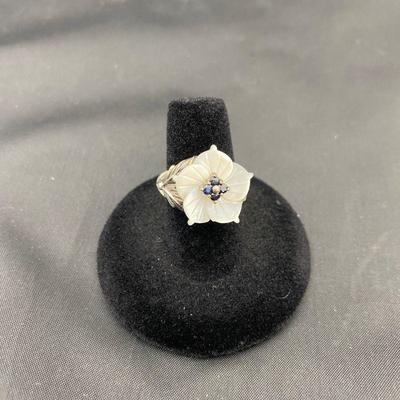 .28. Sterling Carved Mother-of-Pearl Ring