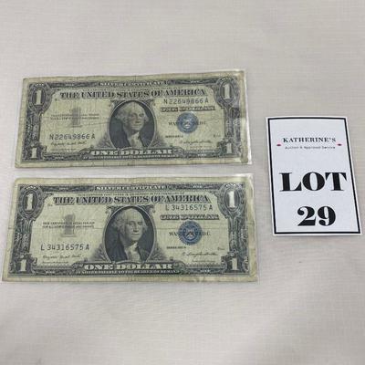 .29. Two 1957A Silver Certificates