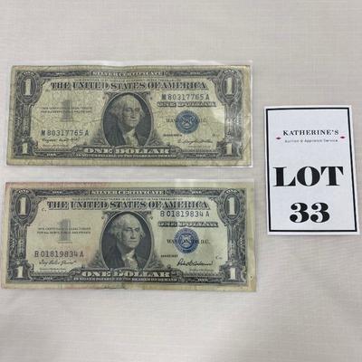 .33. Two 1957 Silver Certificates