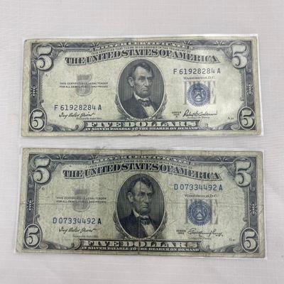 .35. Two Five-Dollar Silver Certificates