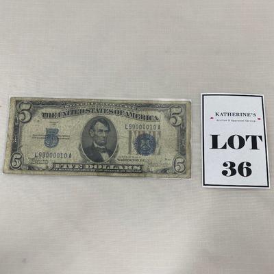 .36. Five Dollar Silver Certificate