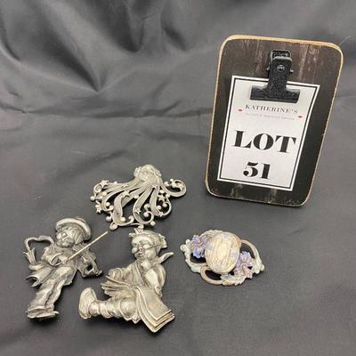 .51. Hummel & Other Pewter Brooches