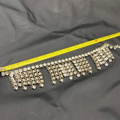 .56. Book Chain Rhinestone Bib Necklace