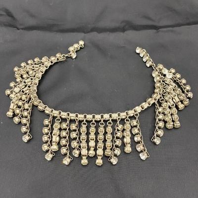 .56. Book Chain Rhinestone Bib Necklace