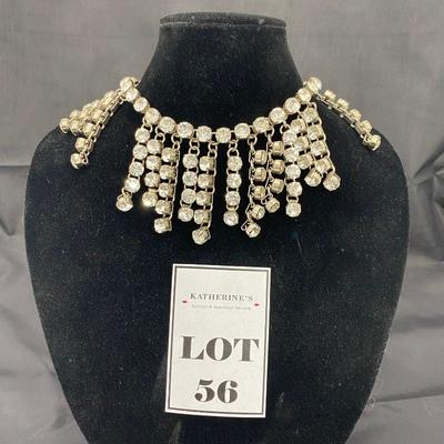 .56. Book Chain Rhinestone Bib Necklace