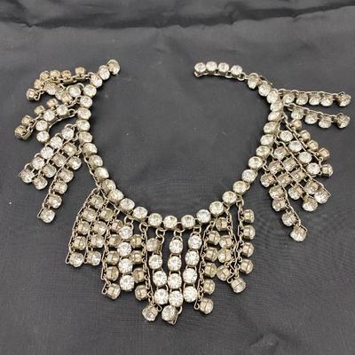 .56. Book Chain Rhinestone Bib Necklace