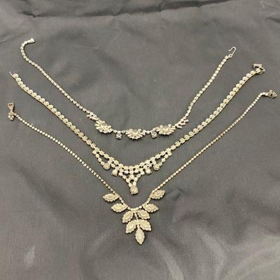 .58. Five Vintage Colored Rhinestone Necklaces