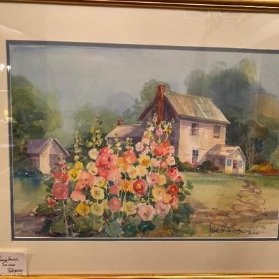 146: Original Watercolor â€œ Hollyhocksâ€ by Jean Ranney Smith 