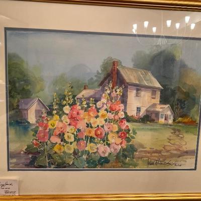 146: Original Watercolor â€œ Hollyhocksâ€ by Jean Ranney Smith 