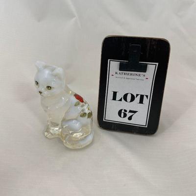 .67. Hand-Painted Fenton Cat