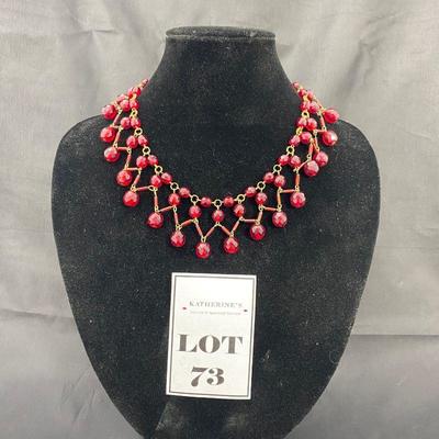 .73. Mid-Century Red Glass Necklace