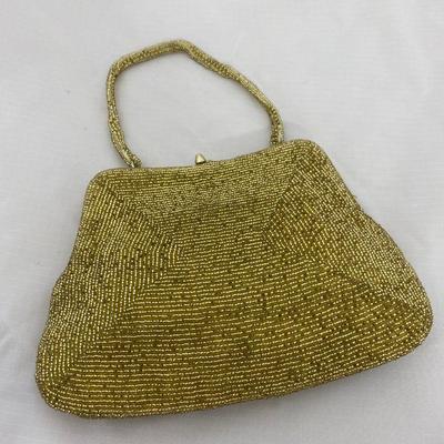.79. 40s Hand-Beaded Gold Evening Bag