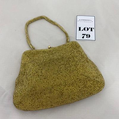 .79. 40s Hand-Beaded Gold Evening Bag