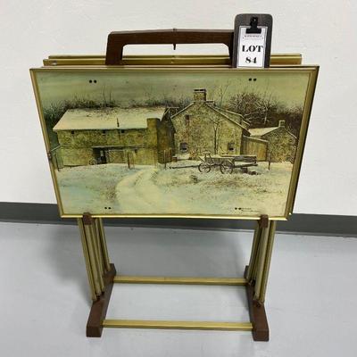 .84. Vintage TV Tray Set