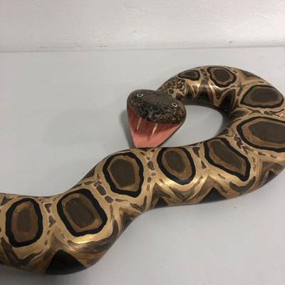 .100. Folk Art Hand-Carved Rattlesnake