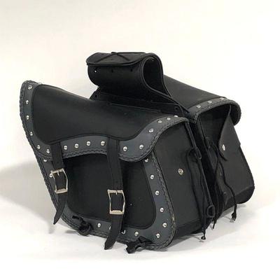 .135. Leather Dual Slant Saddle Bags