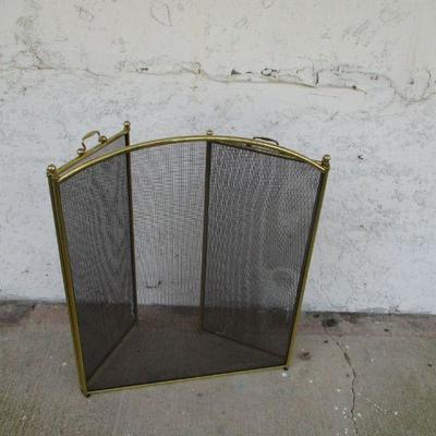Lot 58 - Vintage Brass Frame Fireplace Screen