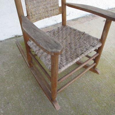 Lot 62 - Antique Shaker Style Rush Seat Wooden Rocking Chair