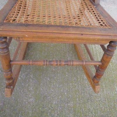 Lot 63 - Nice Antique Walnut and Cane Back and Seat Wooden Rocking Chair
