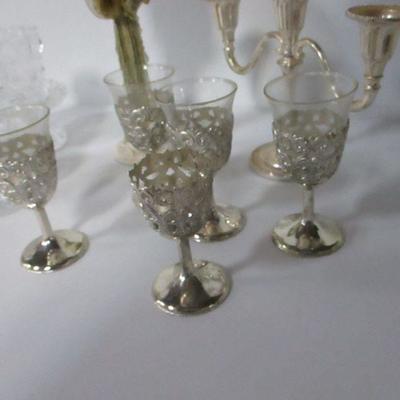 Lot 92 - Candle Holder & Glasses